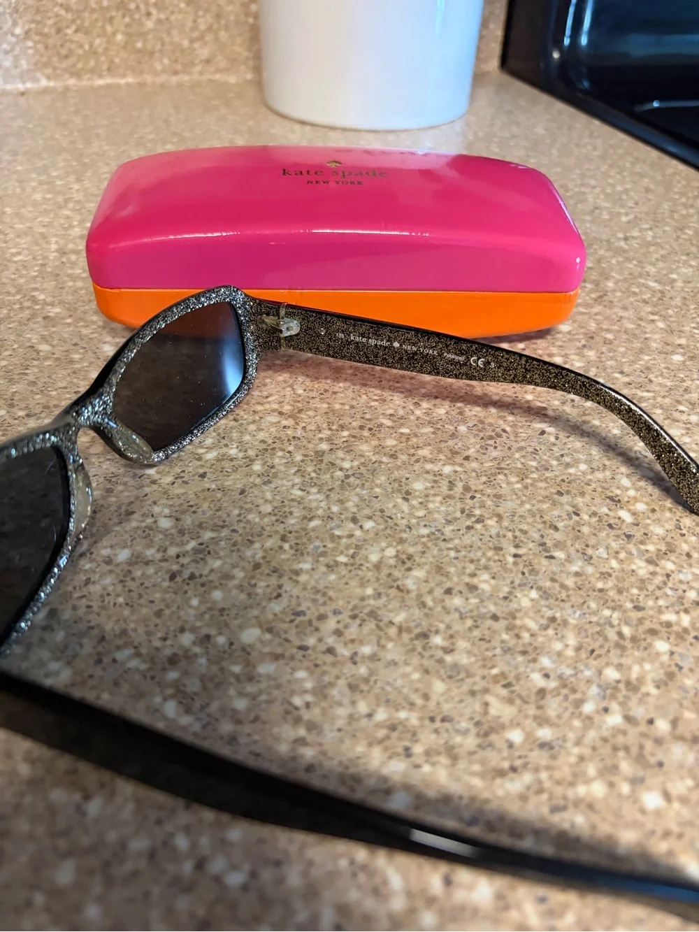 kate spade black sunglasses with pink & orange case